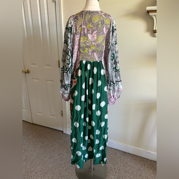 Essentiel Antwerp Green, multicolor print cotton blend boho maxi dress size XS - Picture 7 of 11
